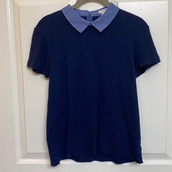J. Crew Tops - JCrew Navy Blue Cotton Peter Pan Collar Shirt